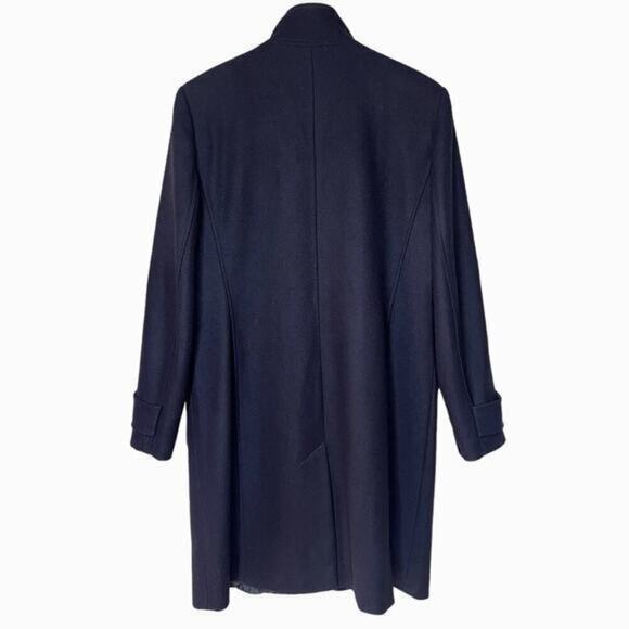 LUISA CERANO Navy Long Peacoat Trench Coat 100% Wool‎ Coat Fully Lined Size 6 - Picture 2 of 14